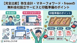 【完全比較】弥生会計・マネーフォワード・freeeの無料会社設立サービスと印鑑準備のポイント