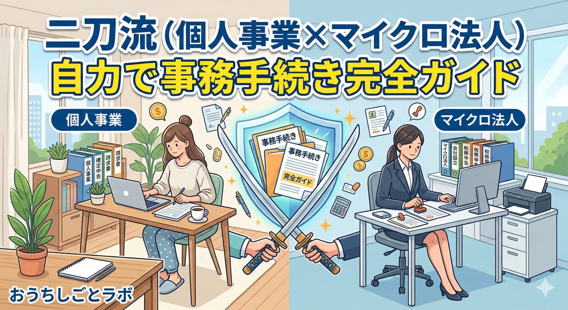 二刀流（個人事業×マイクロ法人）自力で事務手続き完全ガイド【月次・年次スケジュール付き】
