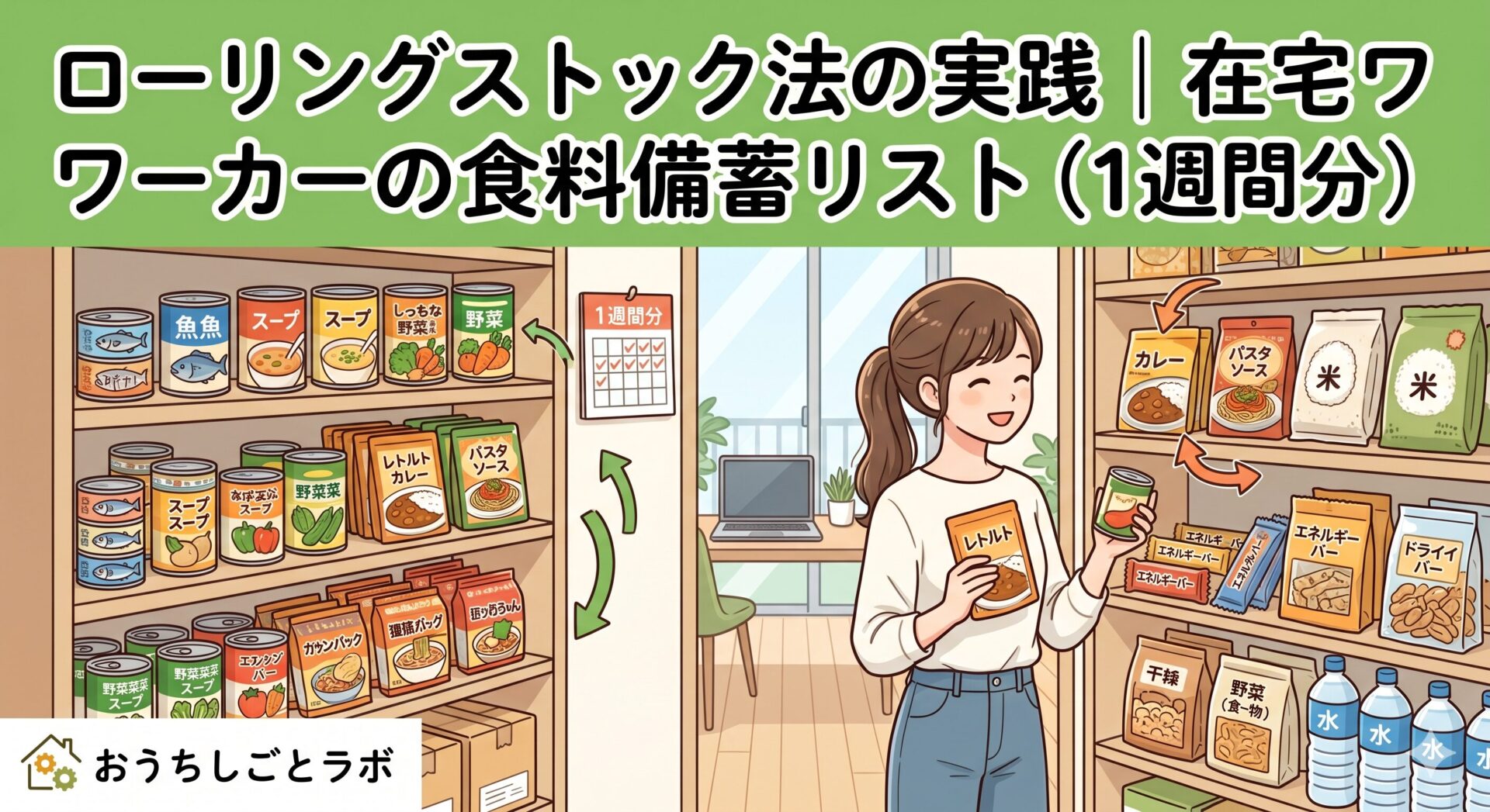 ローリングストック法の実践｜在宅ワーカーの食料備蓄リスト（1週間分）